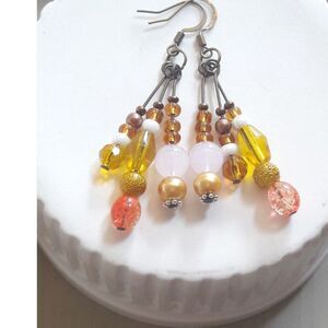 Artisan earrings  363#Fs NEW bohemian Yellow Fringe long dangle earrings handmad